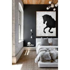 Black And White Horse Oil Painting Minimalist Art, Large Canvas Art. Abstract Painting, Modern Art. Hand Painted Acrylic Painting.