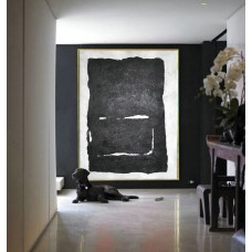 Modern Abstract Painting, Black And White Original Minimalist Art, Geometric Art,  Hand Painted Acrylic Painting.