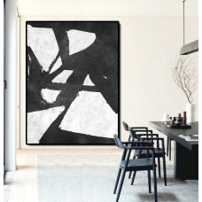 Extra Large Acrylic Painting On Canvas, Minimalist Painting Canvas Art, Black And White Geometrical Painting, HAND PAINTED Original Art.