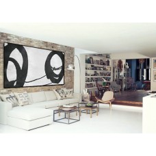 Extra Large 72" Horizontal Acrylic Painting On Canvas, Minimalist Painting Canvas Art, Black And White, Original Art.