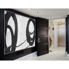 Extra Large Acrylic Painting On Canvas, Minimalist Painting Canvas Art, Black And White Geometrical Painting