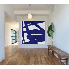 Hand Made Blue White Painting, Minimalist Large Abstract canvas art Canvas Art, Large Wall Art Home Decor, Acrylic Painting On Canvas