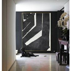 Large Abstract Painting Canvas Art, Black white Acrylic Painting On Canvas, Handmade Original Art.