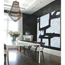 Large Large Abstract canvas art, Handmade Painting Minimalist Art, Abstract Painting On Canvas, Geometric Art. Black White.
