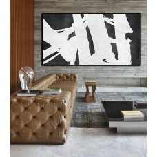 Extra Large 72" Horizontal Acrylic Painting On Canvas, Minimalist Painting Canvas Art, Black And White , HAND PAINTED Original Art.