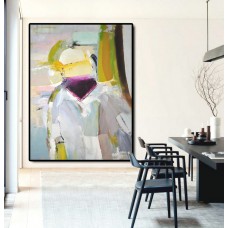 Large Large Abstract canvas art Oil Painting Canvas Art, Contemporary Art Hand Painted Abstract Painting, Yellow Green Purple Grey.