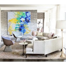 Large Hand-painted Contemporary Oil Painting on Canvas. Blue, Yellowby Jackson
