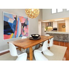 Palette Knife Painting, Huge Abstract Canvas Art, Original Artwork by Leo. Hand paint. blue, yellow, pink, red, etc.