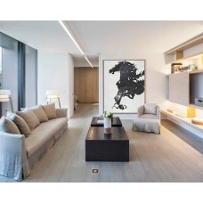 Black White Horse, Hand Made Extra Large Canvas Painting, Abstract Painting on Canvas, Original Art.
