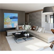 Large Contemporary Art On Canvas, Hand Paint Abstract Painting by Biao, Blue, pink, green, yellow, etc.