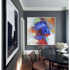 Hand Made Large Acrylic Painting On Canvas, Large Abstract canvas art Decor. Large Contemporary Painting. Beige, brown, blue, green, red, etc.