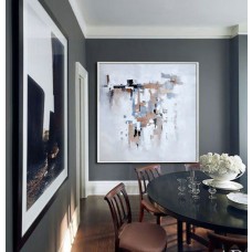 Large Acrylic Painting On Canvas, Large Abstract canvas art Decor Large Contemporary Painting by Biao. Beige, brown, black, gray, etc.