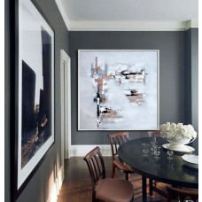 Large Acrylic Painting On Canvas, Large Abstract canvas art. Large Contemporary Painting by Biao. Brown, black, blue, gray, etc.