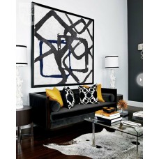 Abstract Painting Extra  Handmade Black White Geometric Art, Acrylic MinimaIlist Painting.