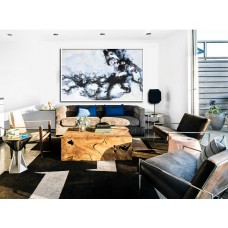 Large Contemporary Art Original Oil Painting On Canvas. One-of-a-kind, IN STOCK, 48"X64"/122x163cm. blue, white, black.