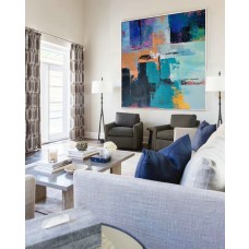 Large Palette Knife Painting On Canvas, Large Abstract canvas art Decor. Contemporary Painting by Leo, blue, green, yellow, purple