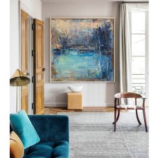 Original Abstract Landscape Painting, Canvas Art. Handmade Oil Painting, One-of-a-kind, IN STOCK, 48"X48", by Sambo.