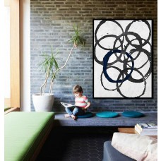Large Abstract Painting Minimalist Art, Hand Painted Contemporary Ar Geometric Art. Black White Acrylic Painting.